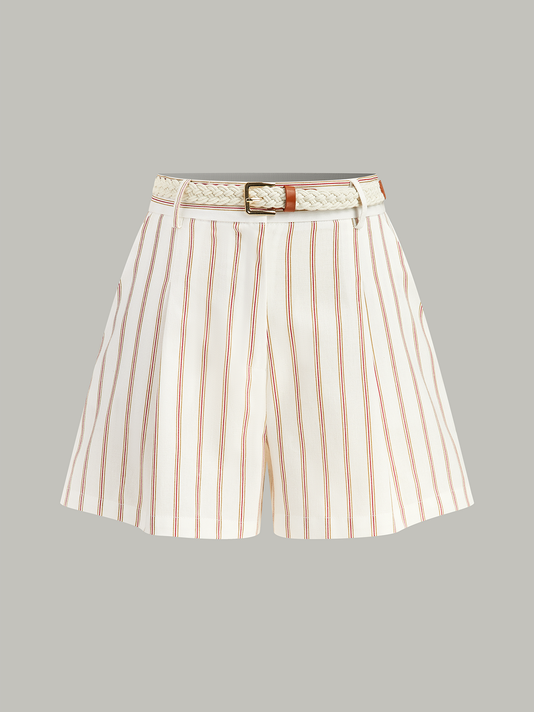 Belted Striped Shorts Set