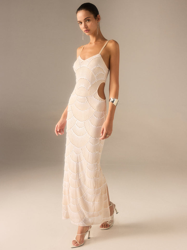 Beaded Cut-Out Maxi Dress
