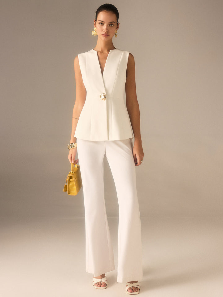 Single Button V-Neck Vest