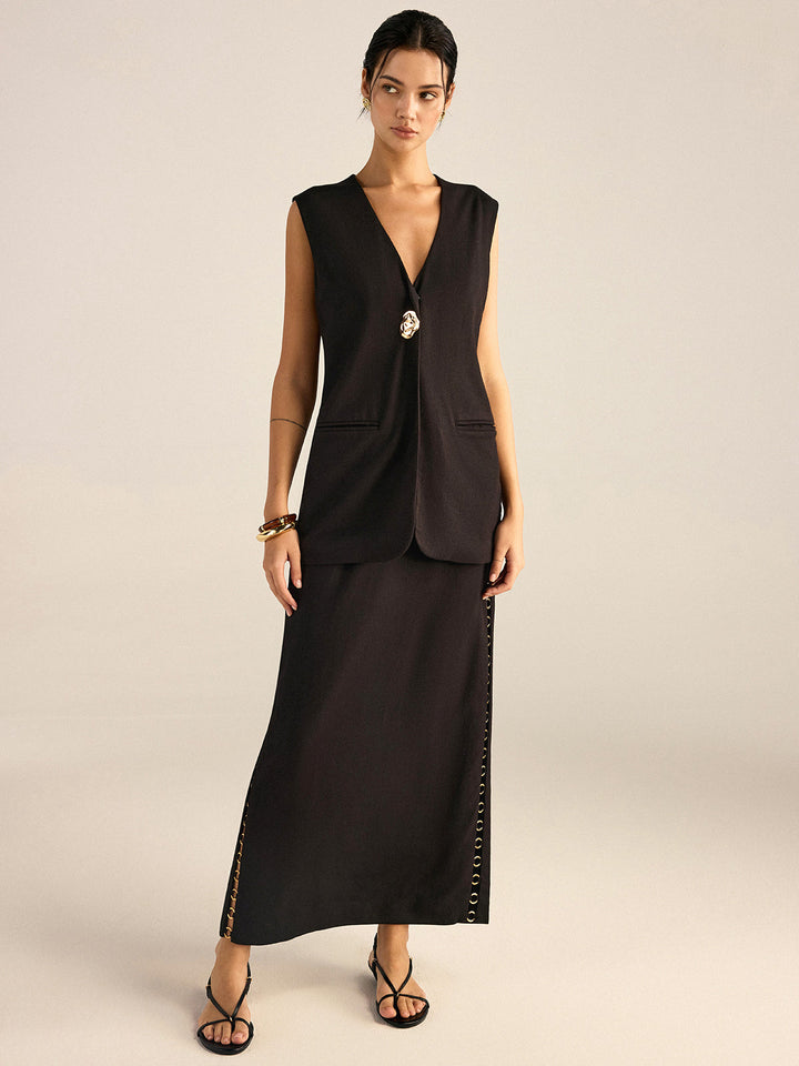 Metal Eyelet Detail Sleeveless Vest