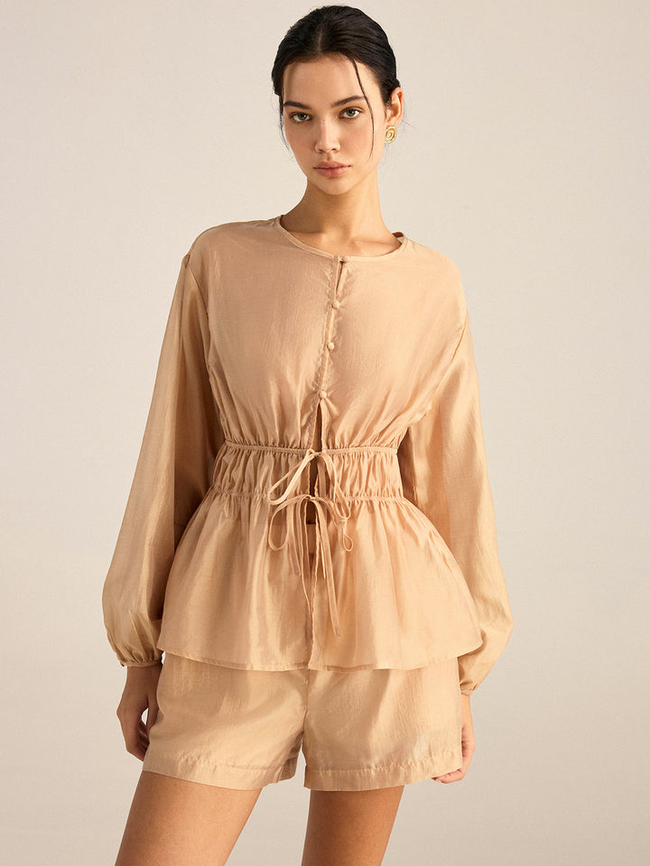 Tencel Tie-Waist Top and Shorts Set