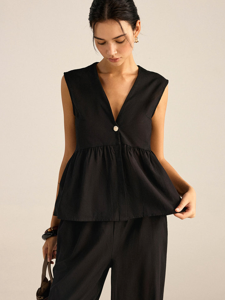 Ruffled Vest Pants Set