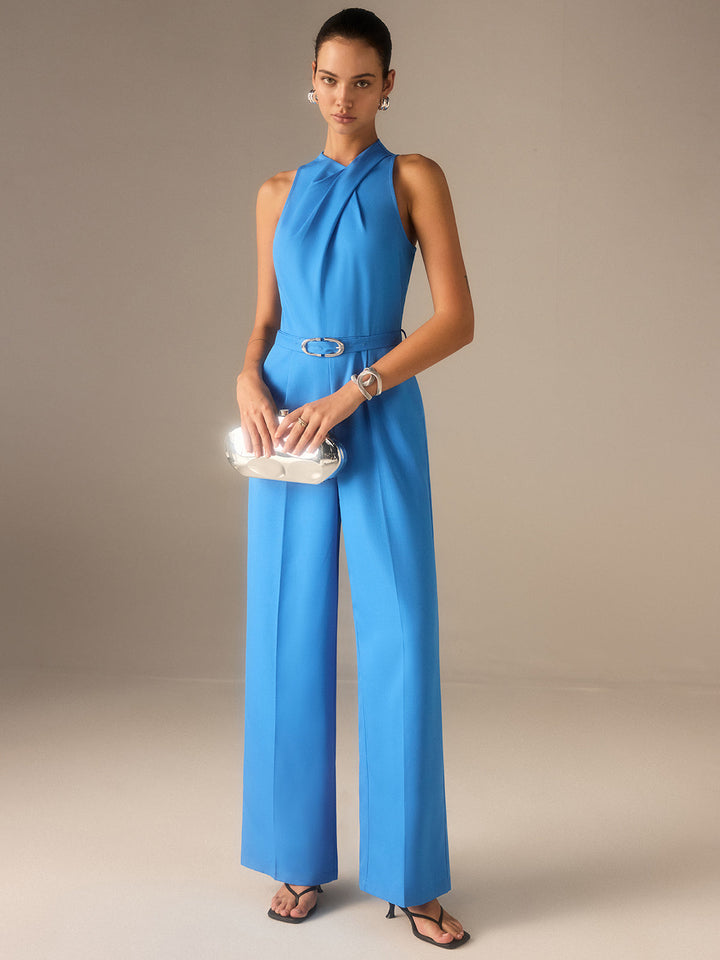 Sleeveless Belted Twist Jumpsuit
