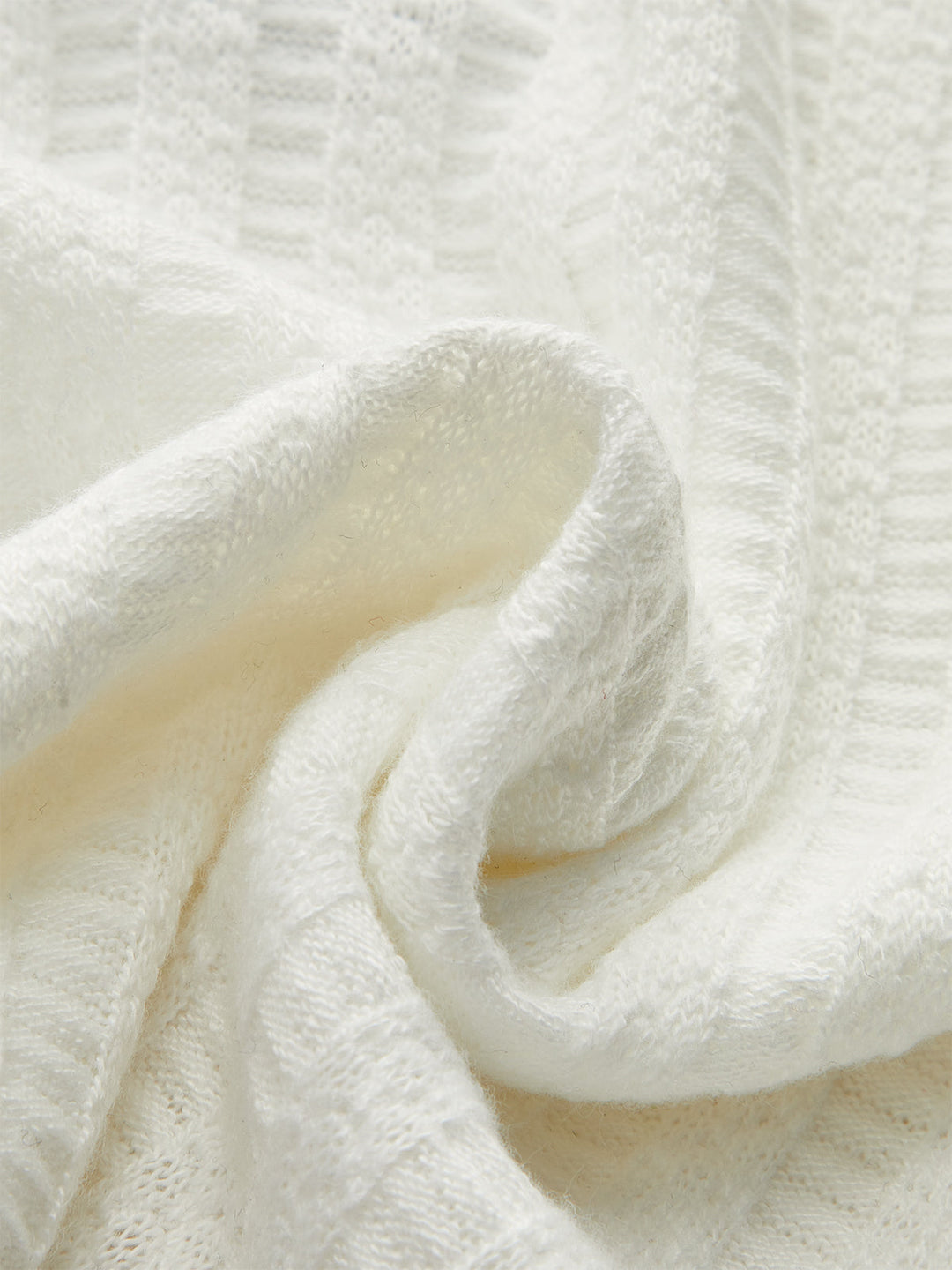 Denim-Collar Knit Polo Top with Metal Button