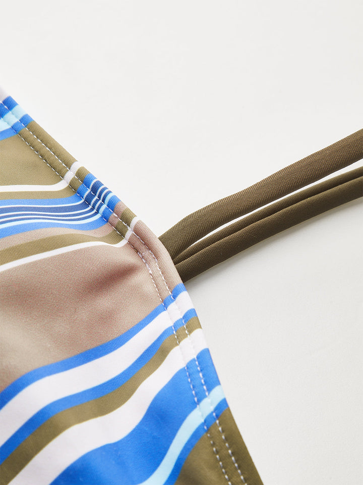 Color-Block Striped Bikini Top