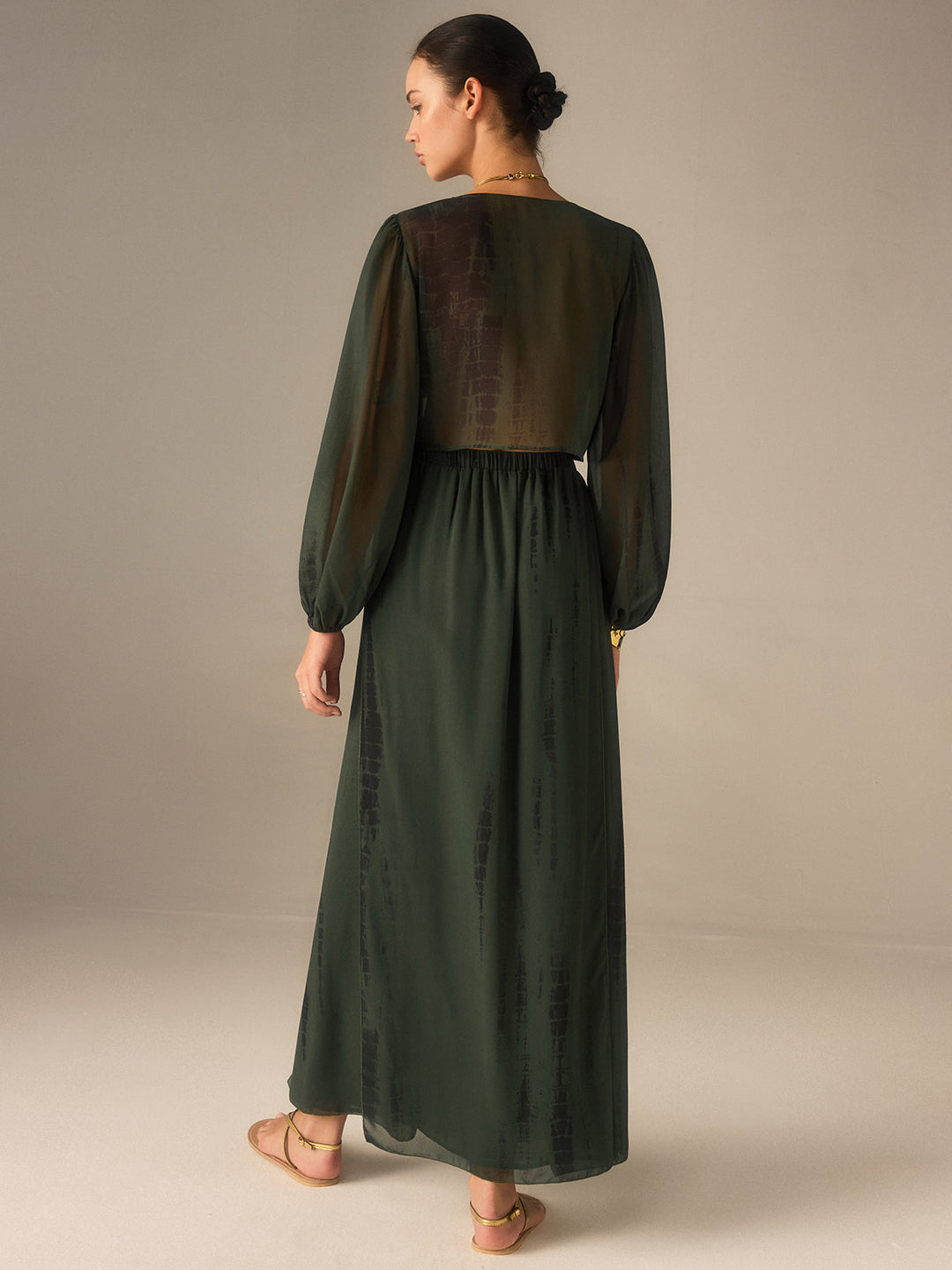 Chiffon Crop Top and Slit Maxi Skirt Set