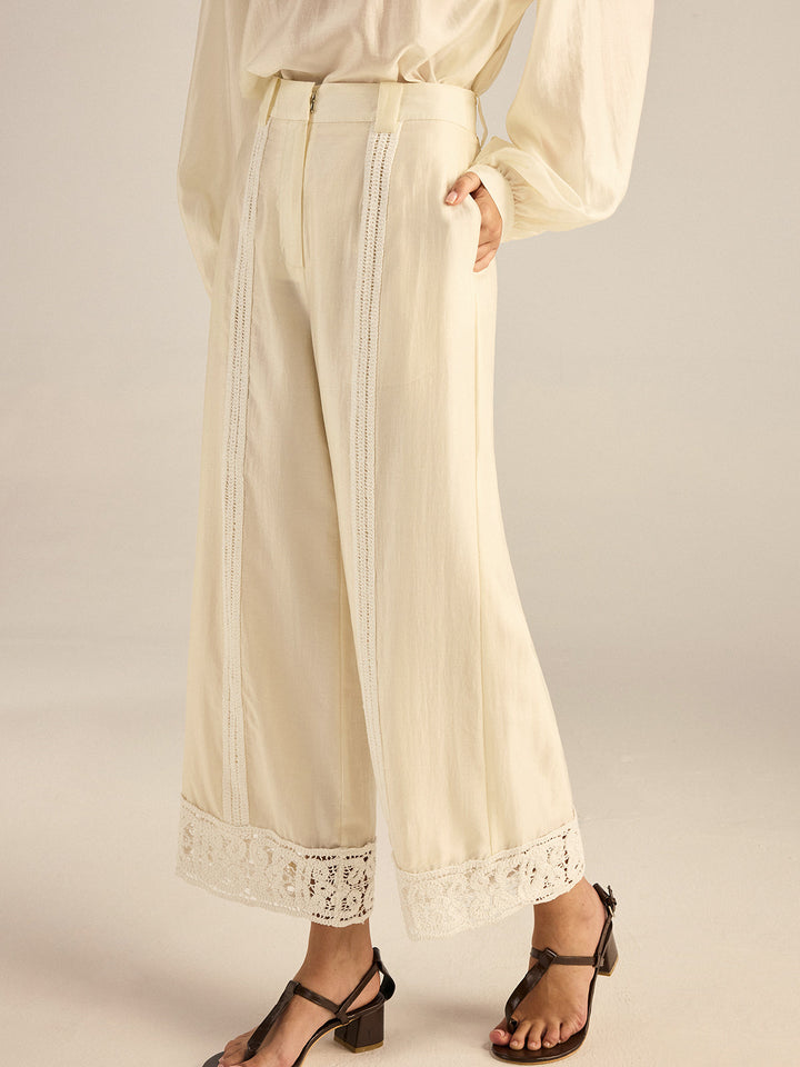 Crochet Tencel Wide-Leg Pants