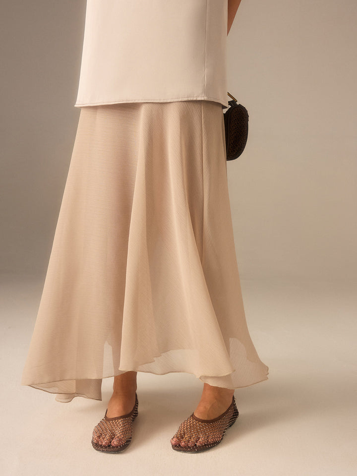 2 in 1 Semi-Sheer Chiffon Cami Maxi Dress