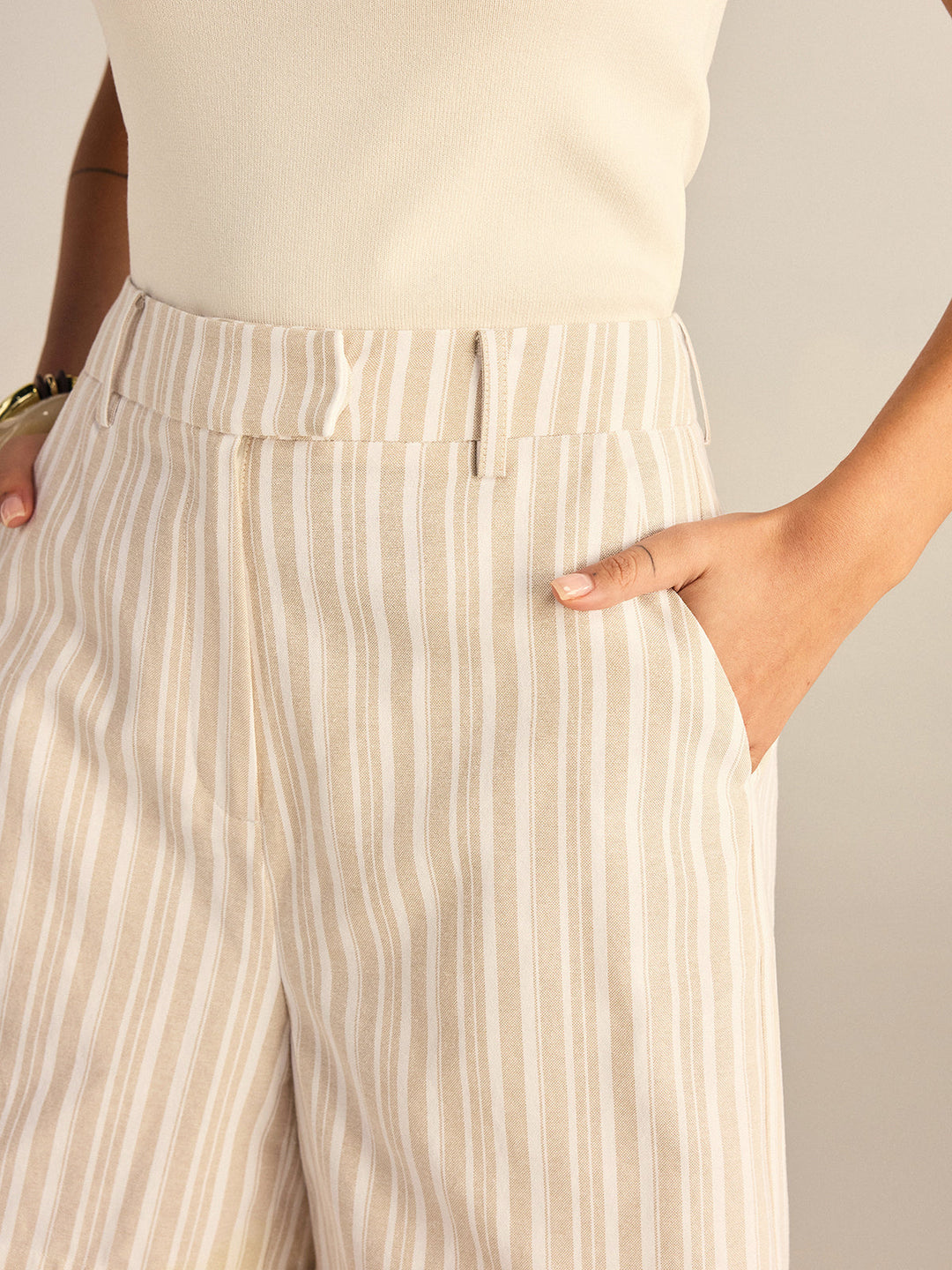 Striped Mid-Waist Shorts