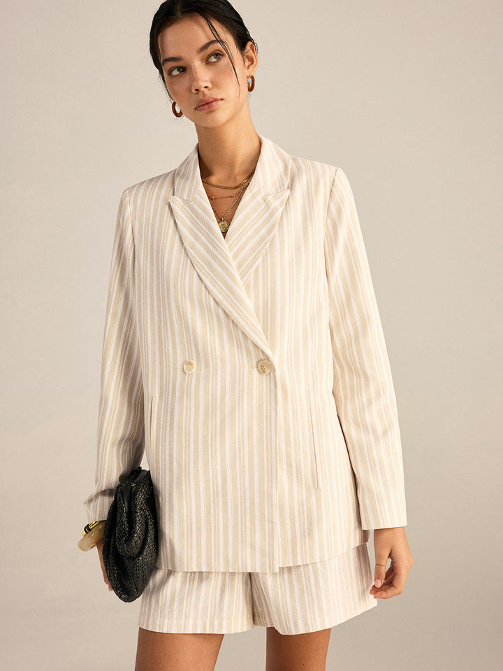 Striped Double-Breasted Blazer
