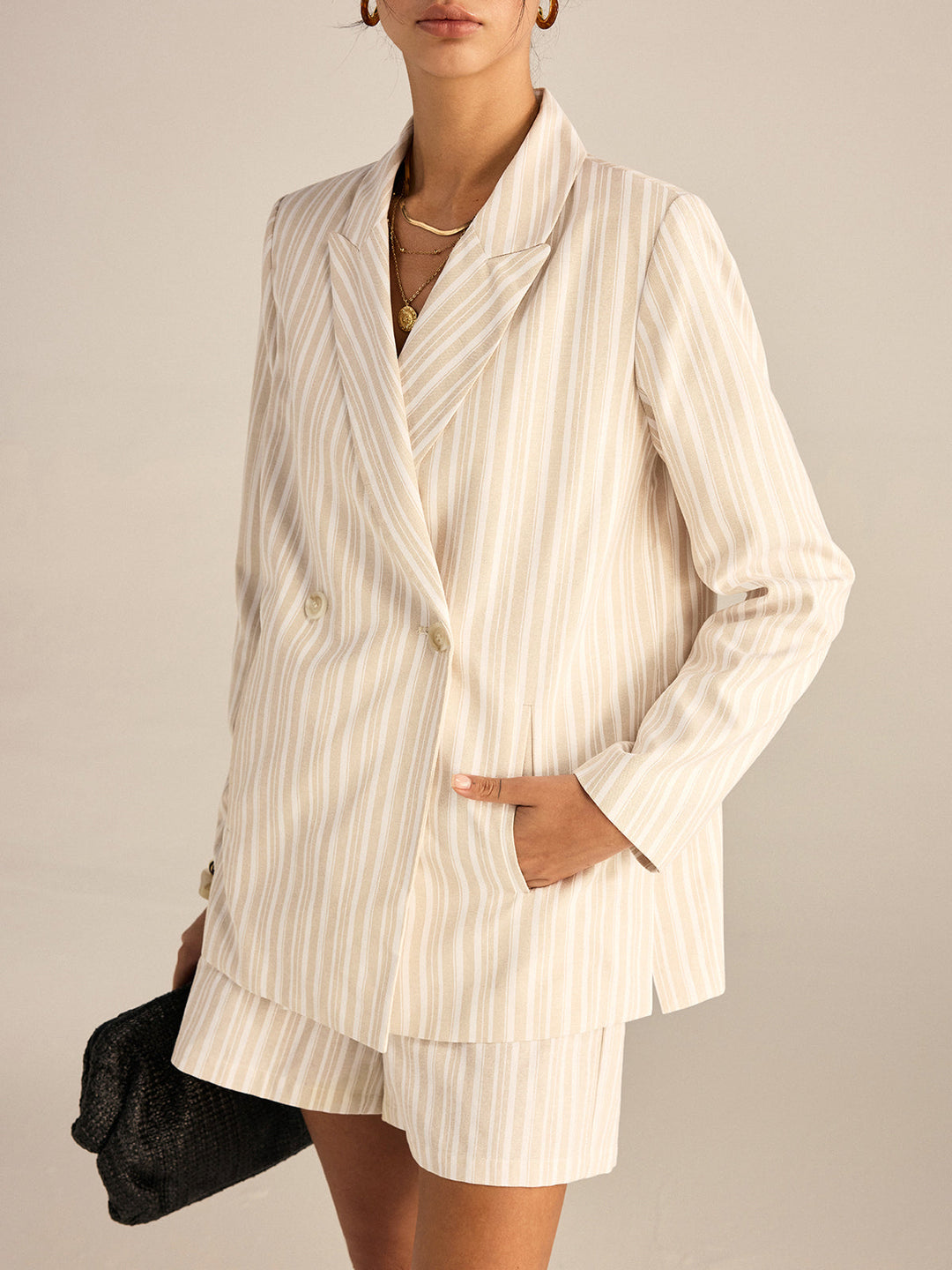 Striped Double-Breasted Blazer