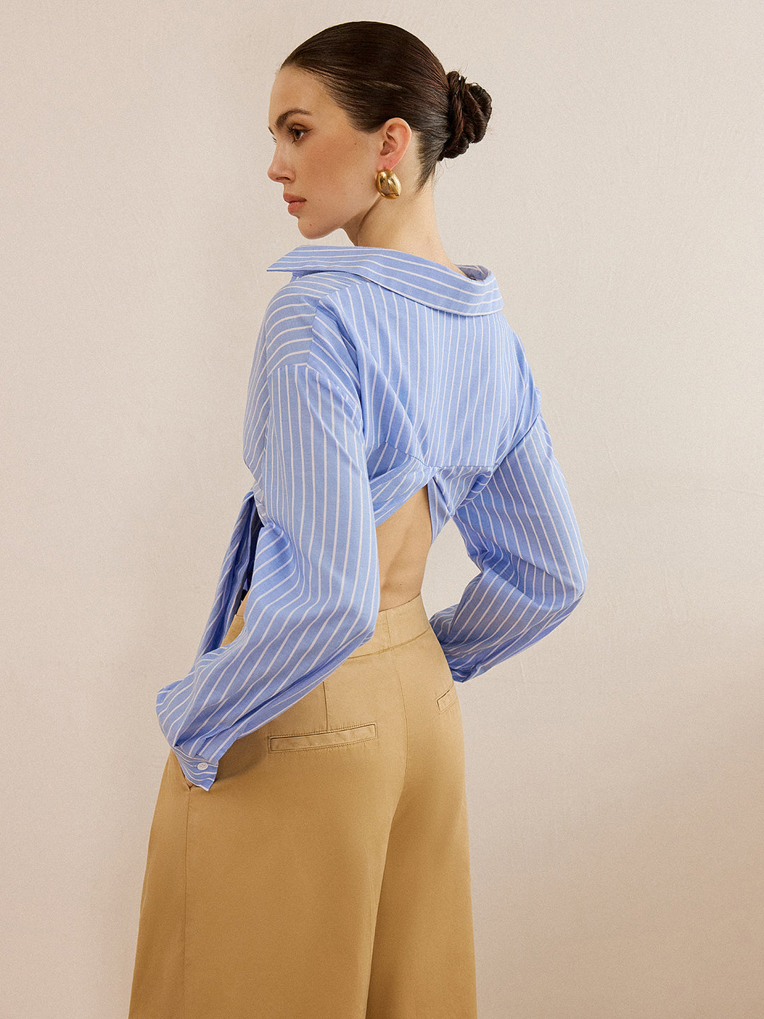 Oversized Striped Knotted Shirt