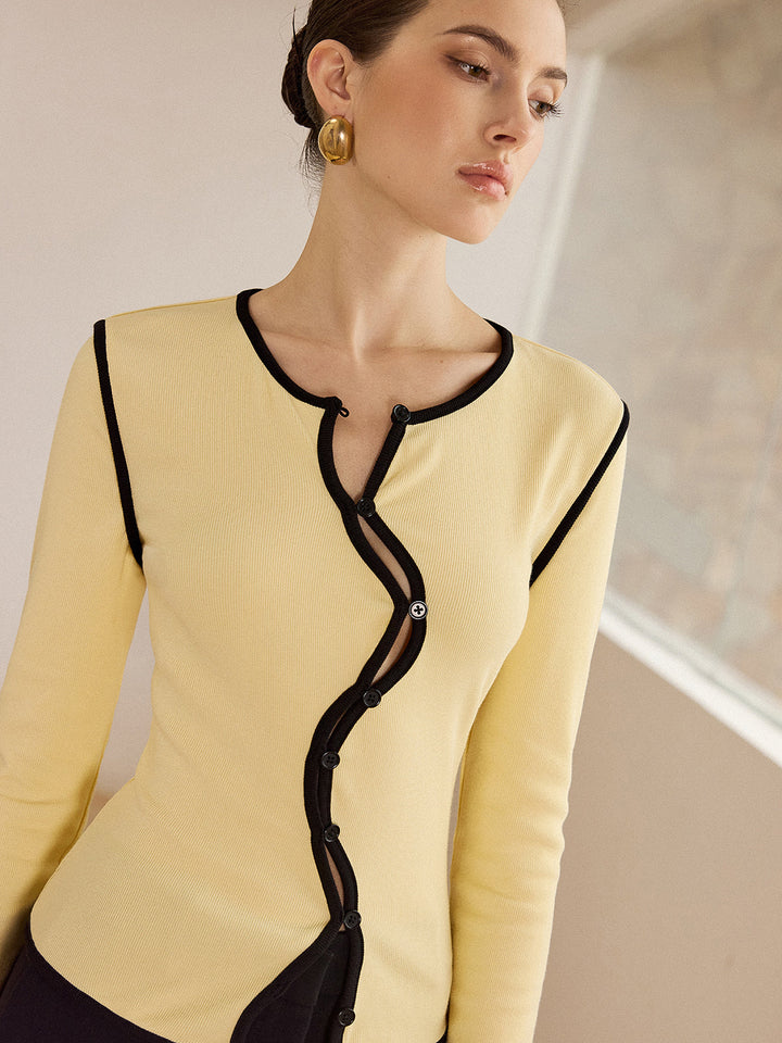 Asymmetric Contrast Trim Top