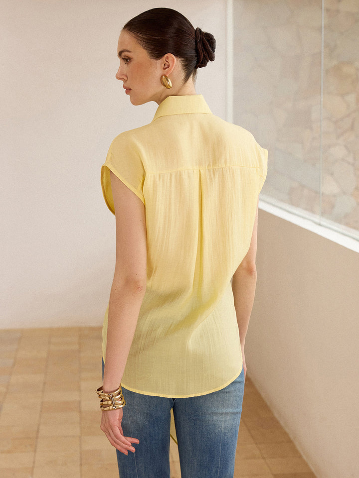 Sleeveless Tie-Front Blouse