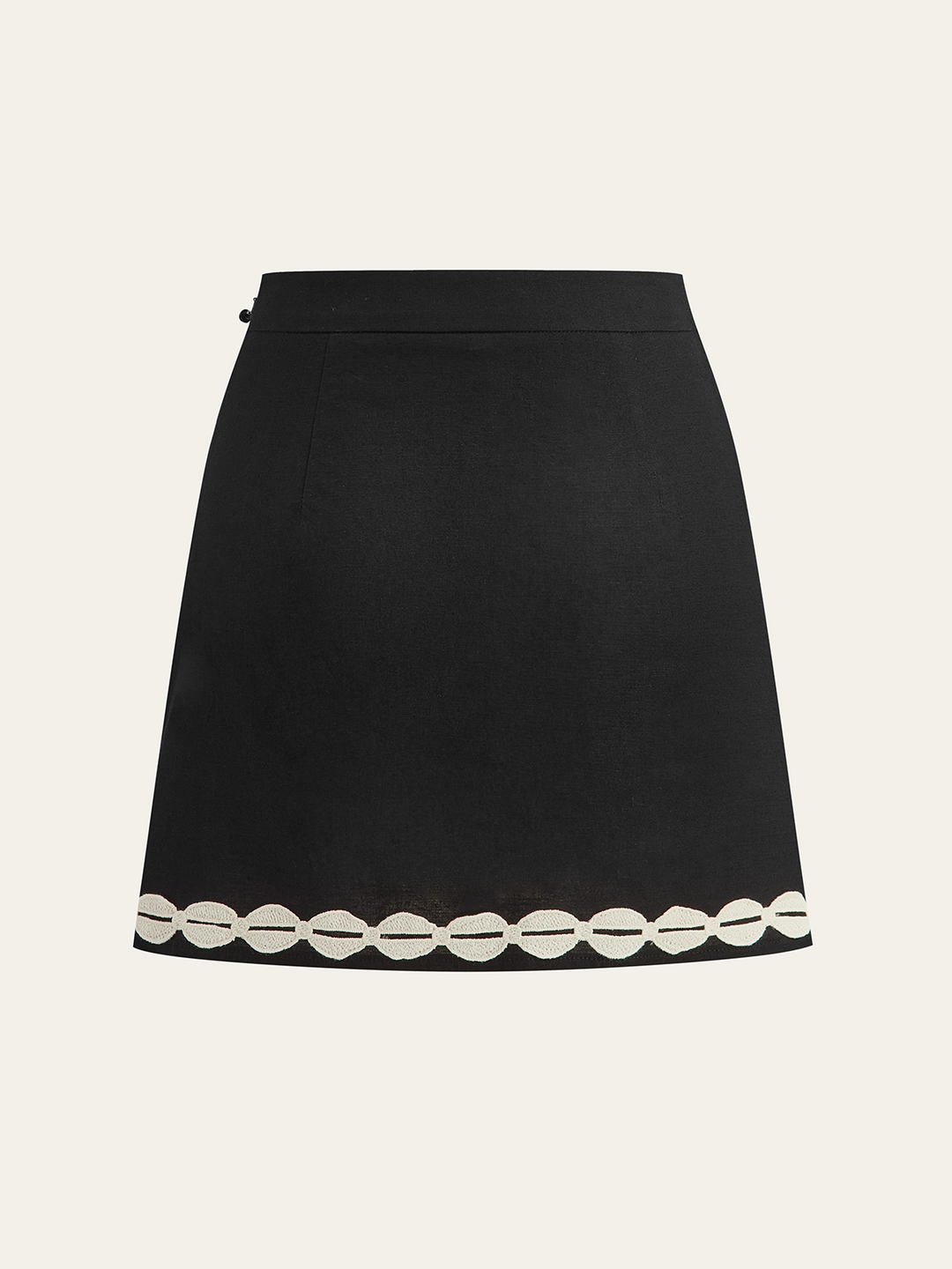 Color-Block Woven-Trim Wrap Mini Skirt
