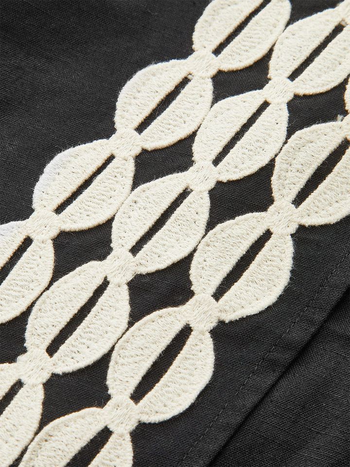 Color-Block Woven-Trim Wrap Mini Skirt