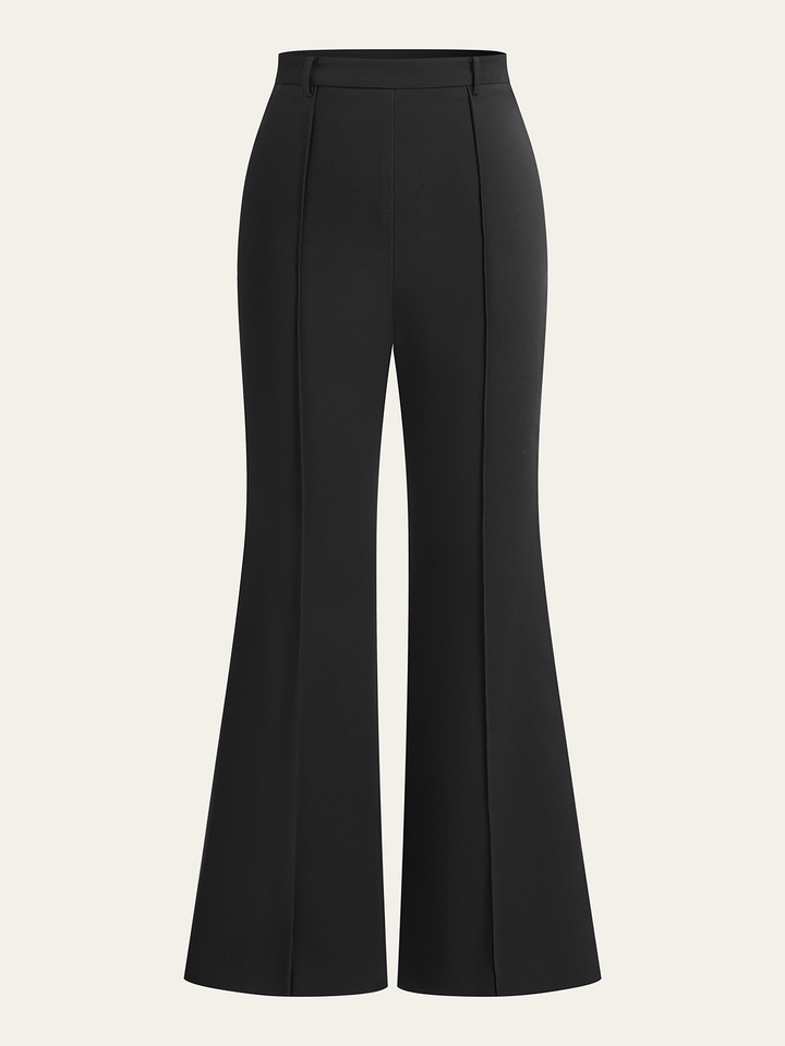 Stretchable Flared Pants with Front Seams