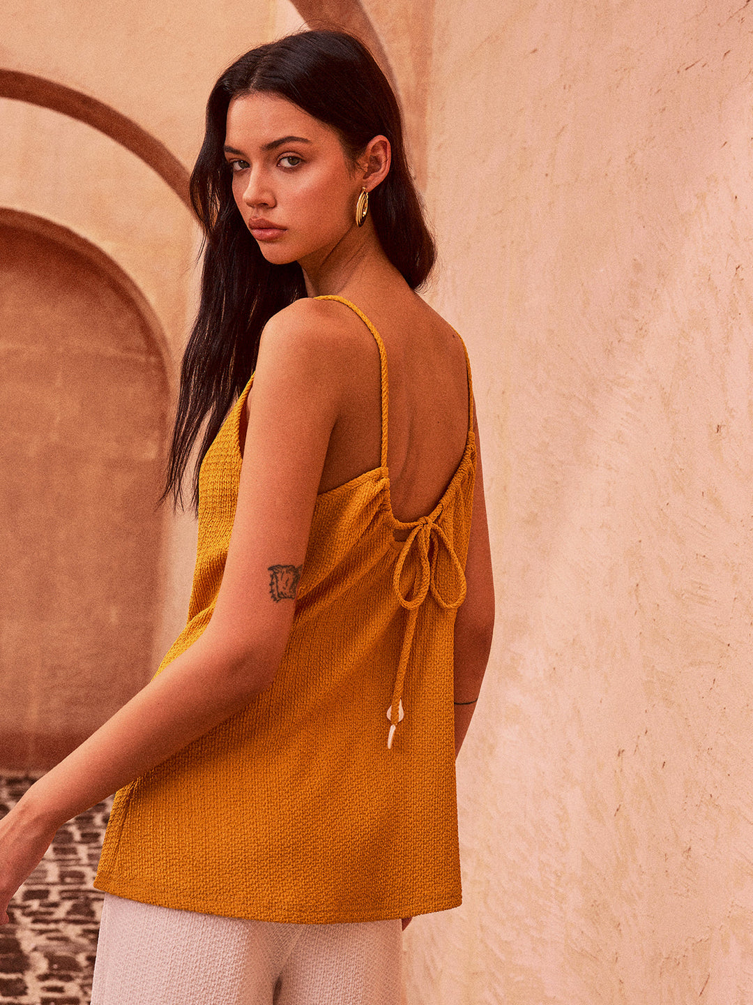 Textured Tie-Back Tank Top