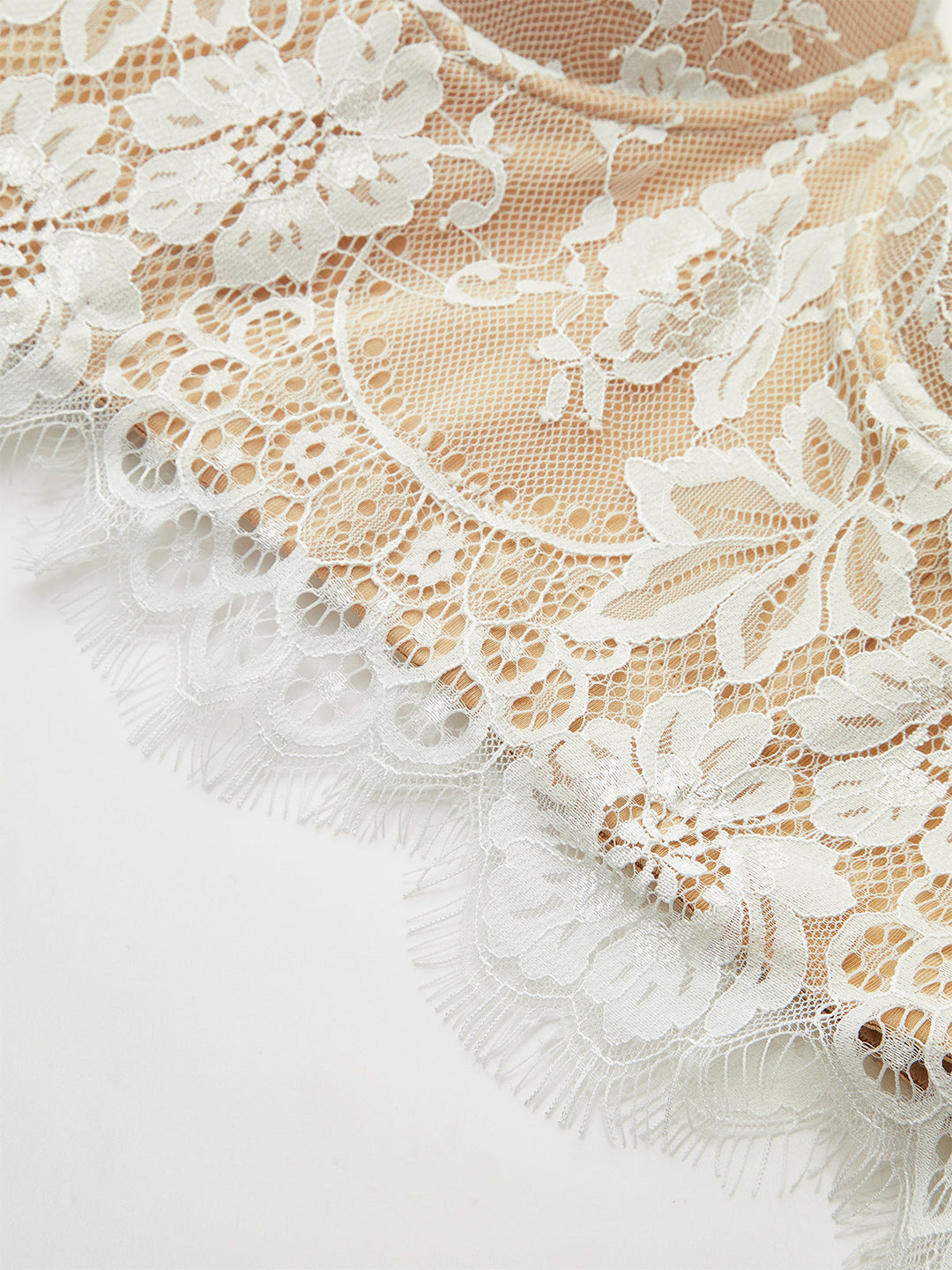 Semi-Sheer Lace-Trimmed Corset Top