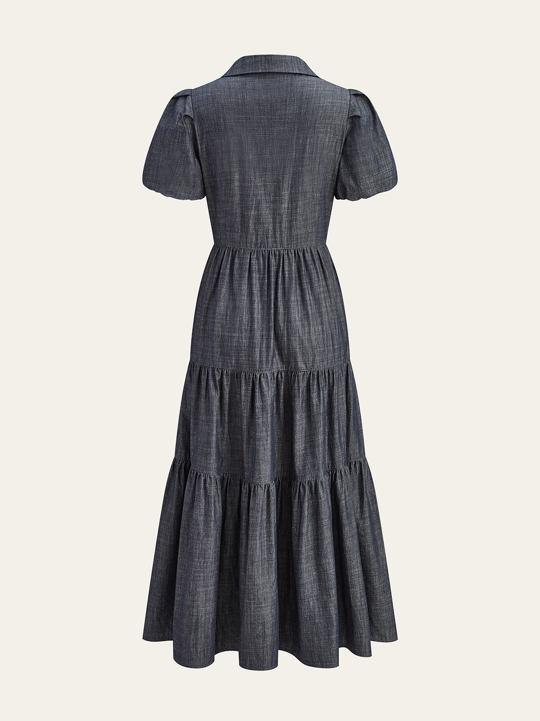 Puff Sleeve Tiered Button-Front maxi Dress