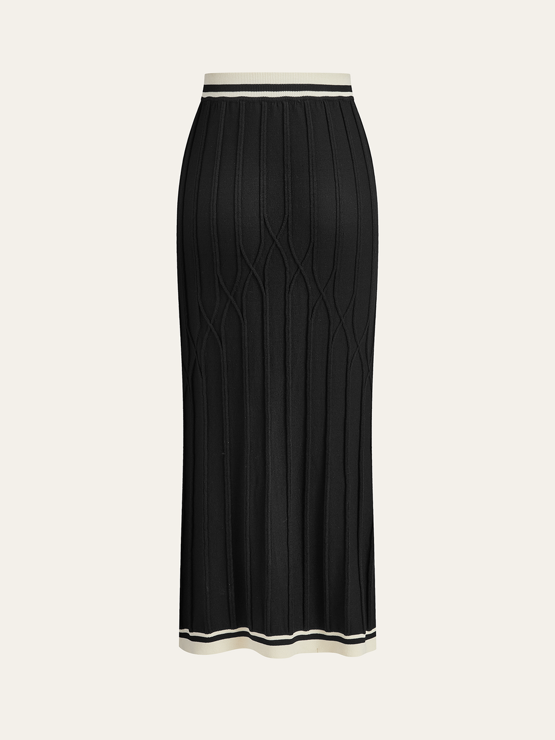 Slit-Front Textured Knit Midi Skirt