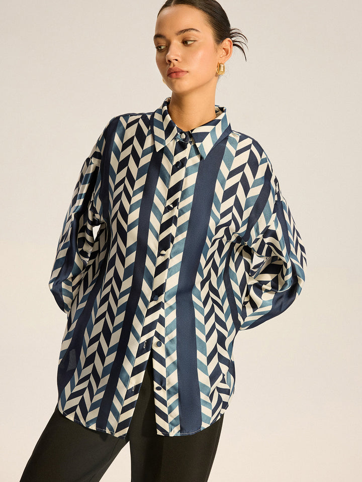 Print Oversized Satin Shirt