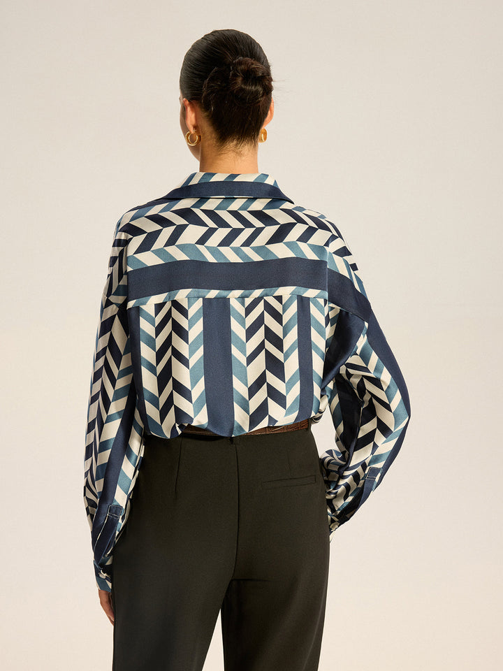 Print Oversized Satin Shirt