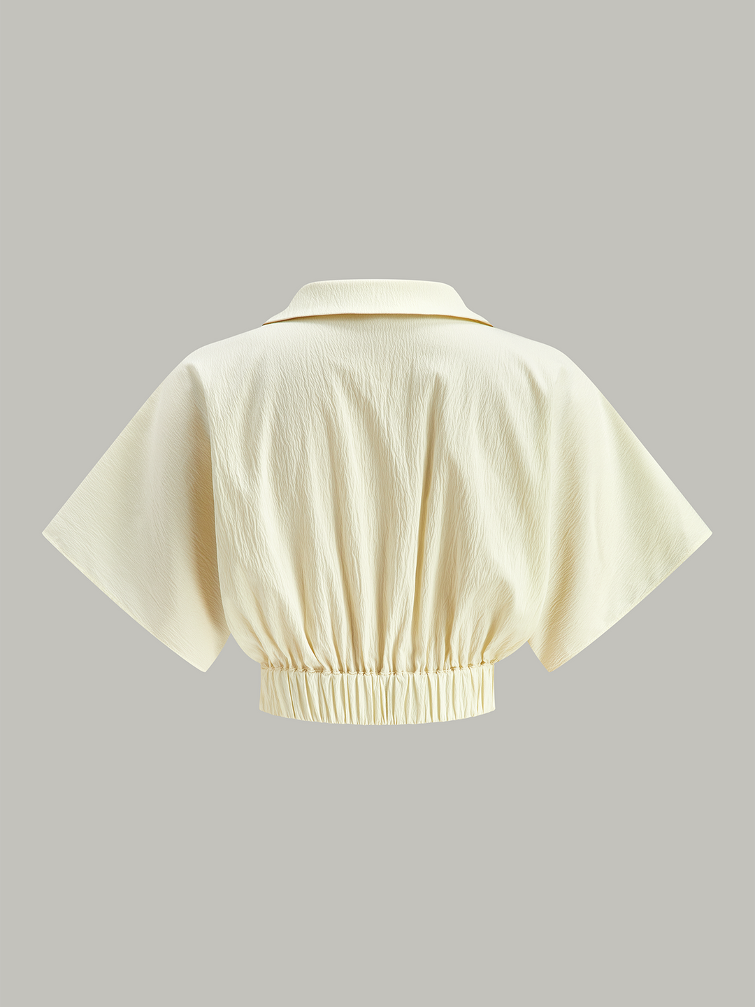 Ruched Short Sleeve Collared Top