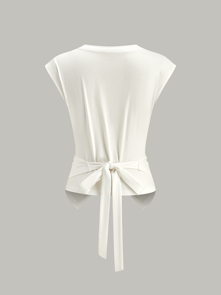 Wrap-Front Tie-Back Top