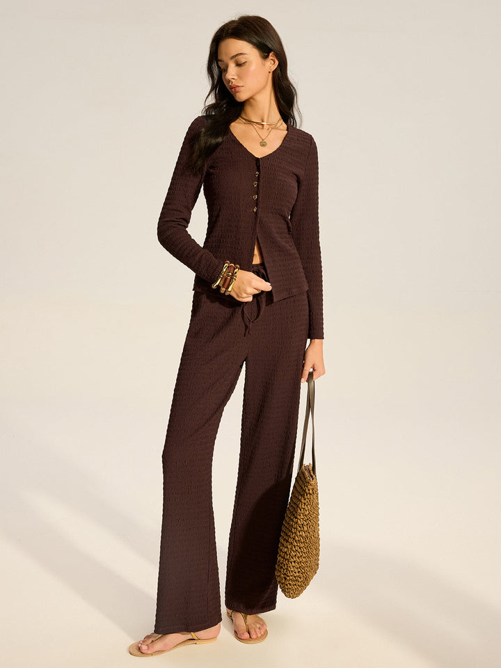 Textured Knit Pants Set