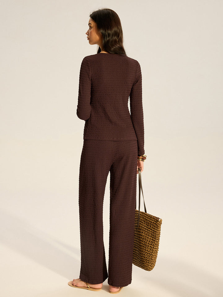 Textured Knit Pants Set
