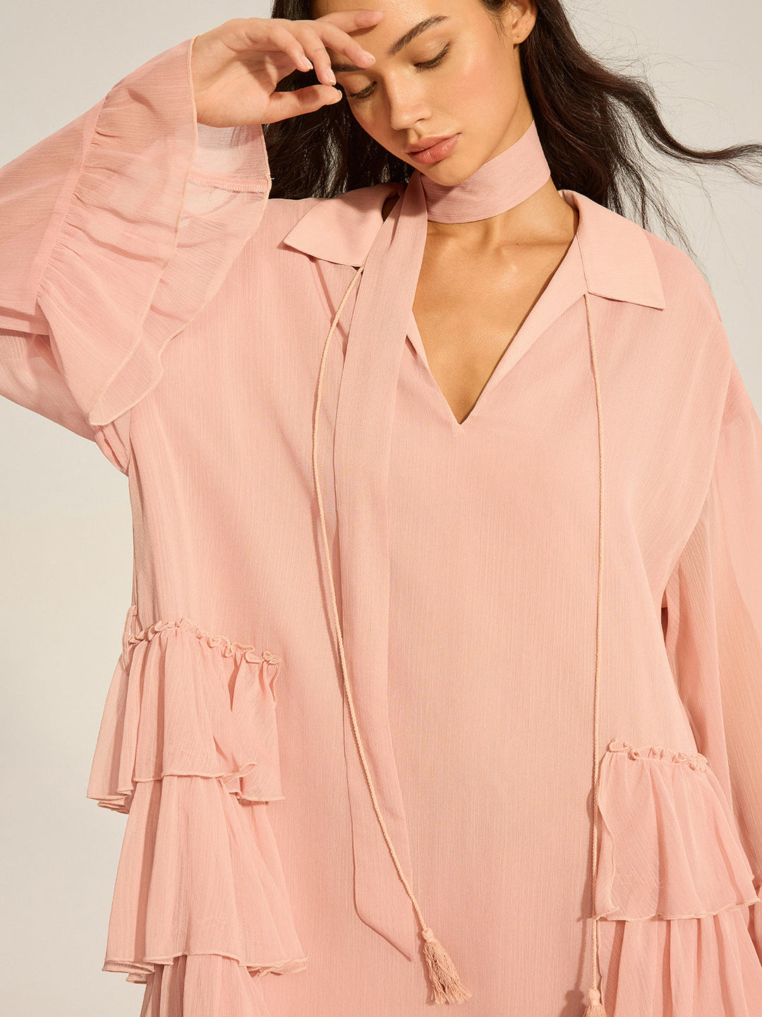 Chiffon Ruffled Mini Dress