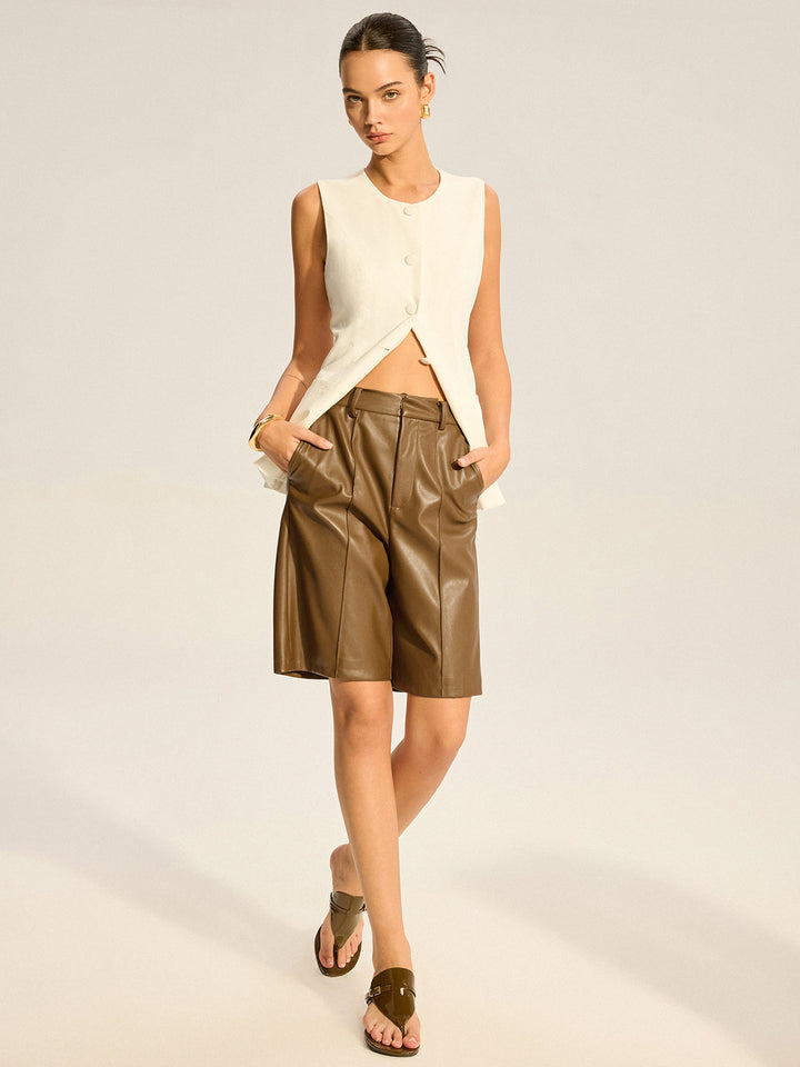 PU Leather Bermuda Shorts