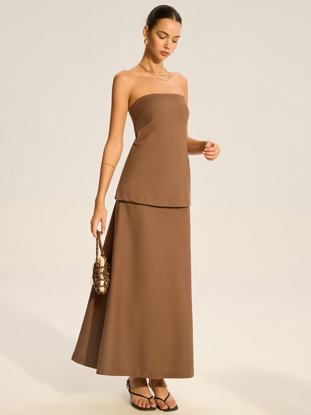 Strapless Layered Maxi Dress