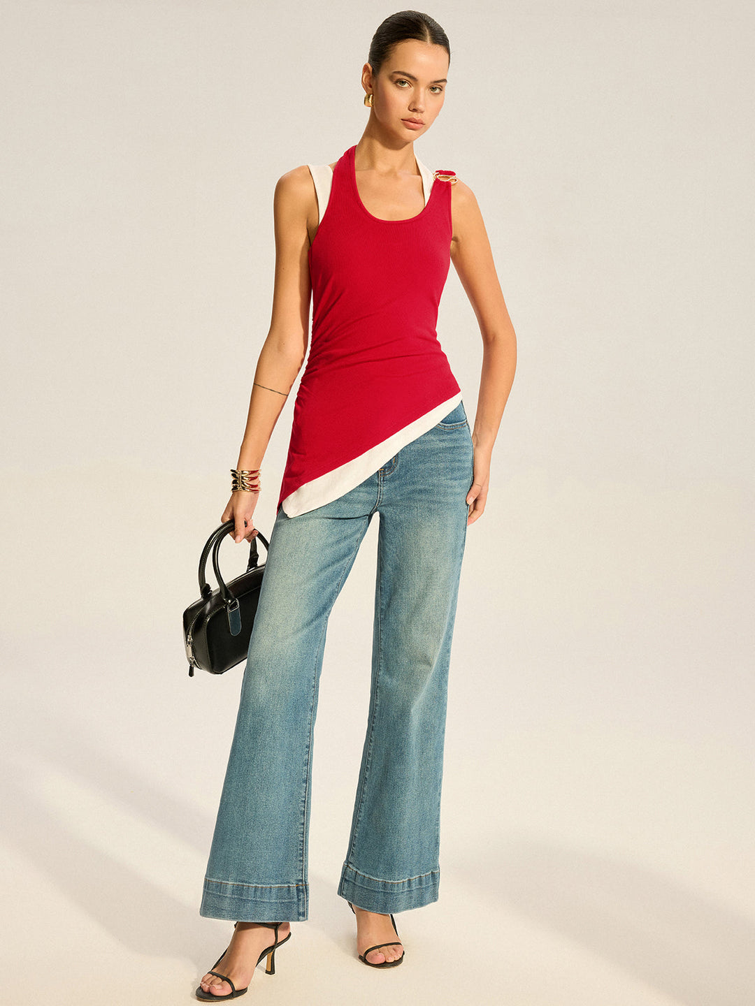 Asymmetric Layered Halter Top