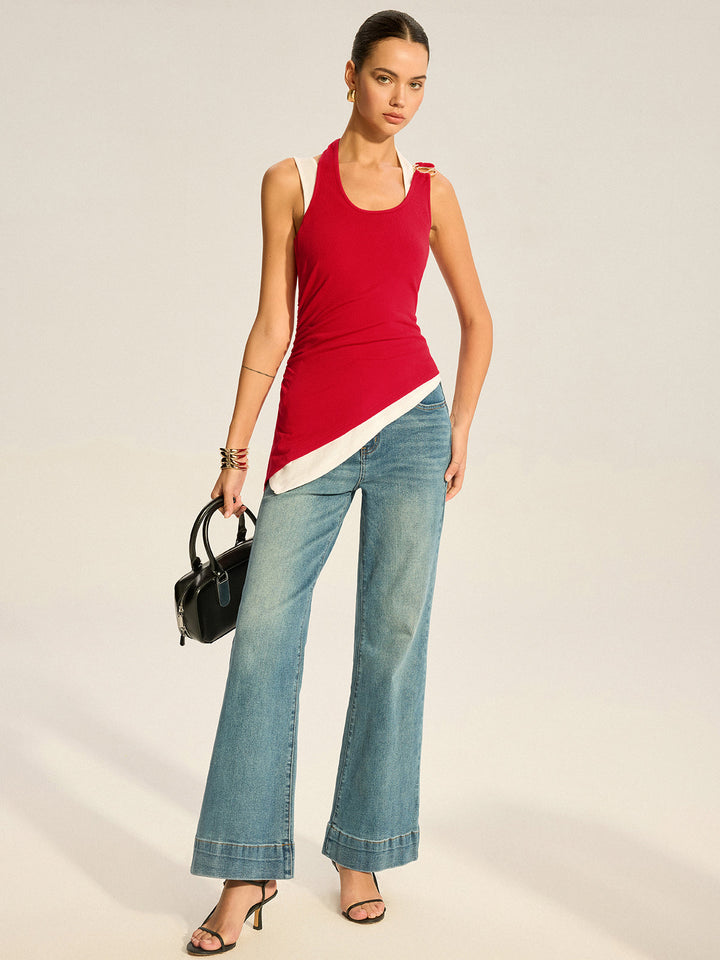 Asymmetric Layered Halter Top