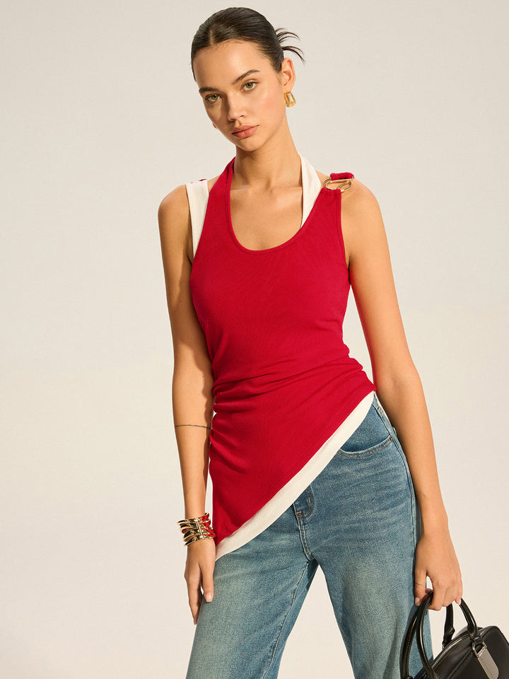 Asymmetric Layered Halter Top