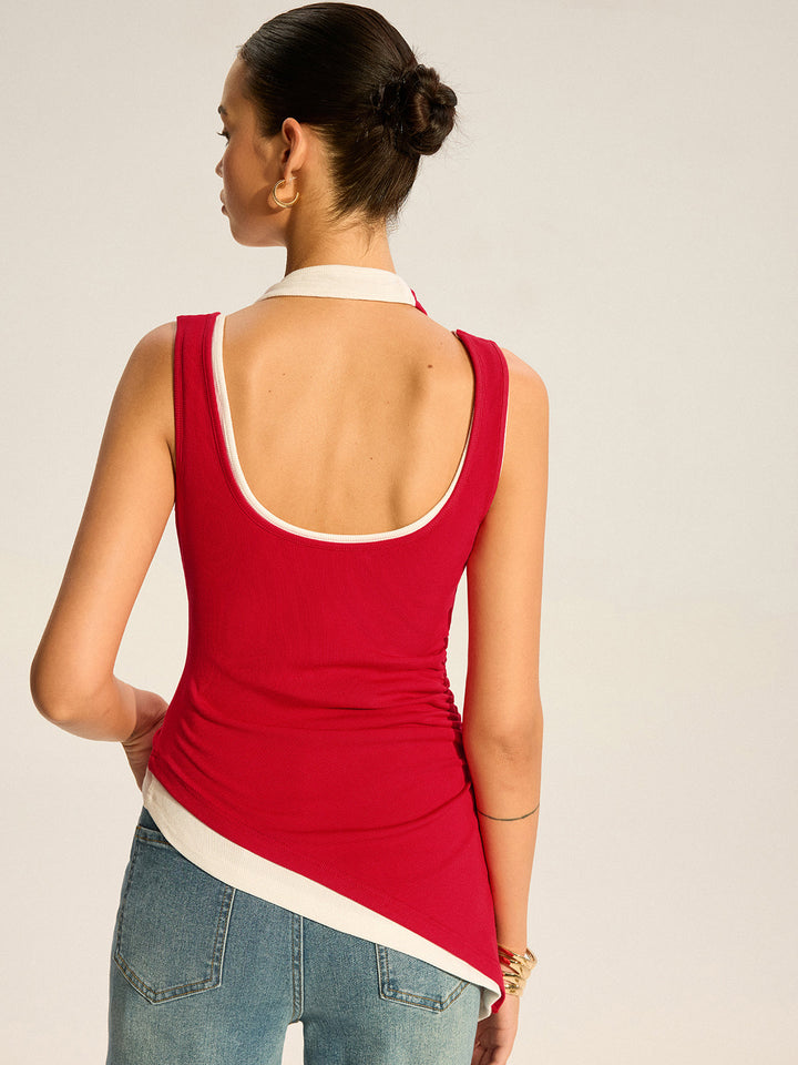 Asymmetric Layered Halter Top