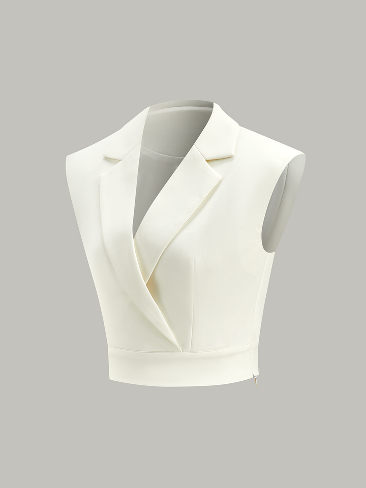 Cropped Wide-Shoulder Waist-Cinching Blazer Vest