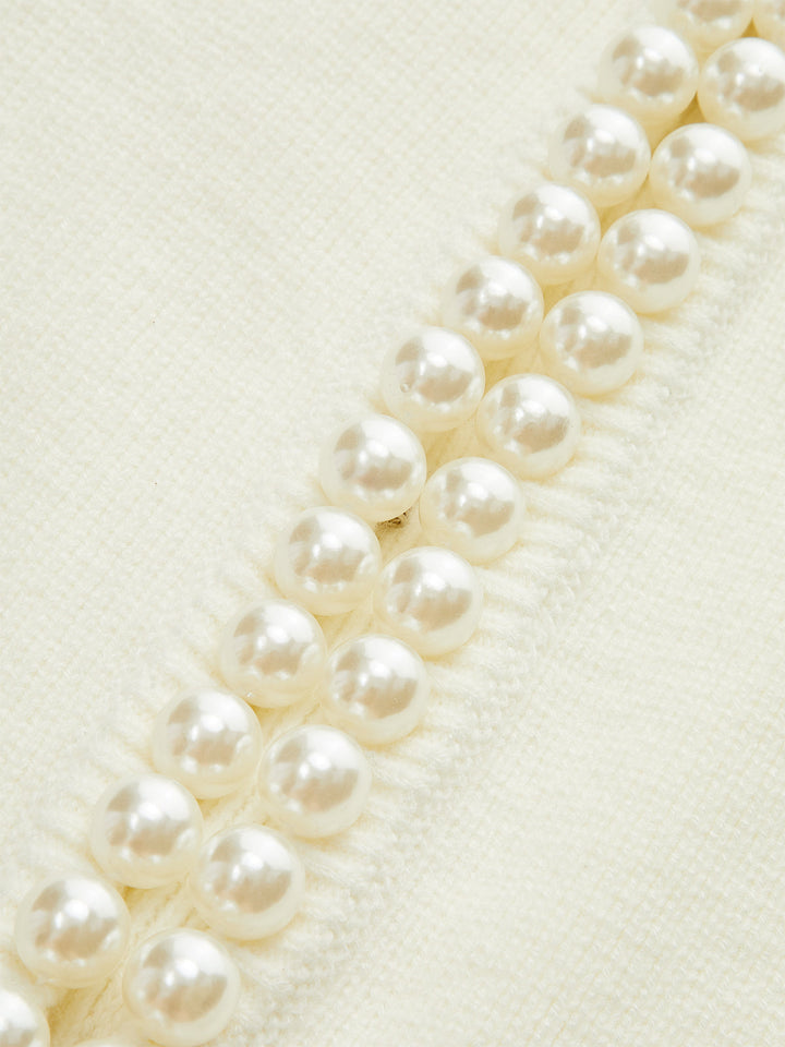 Pearl Decor Cap Sleeve Cardigan