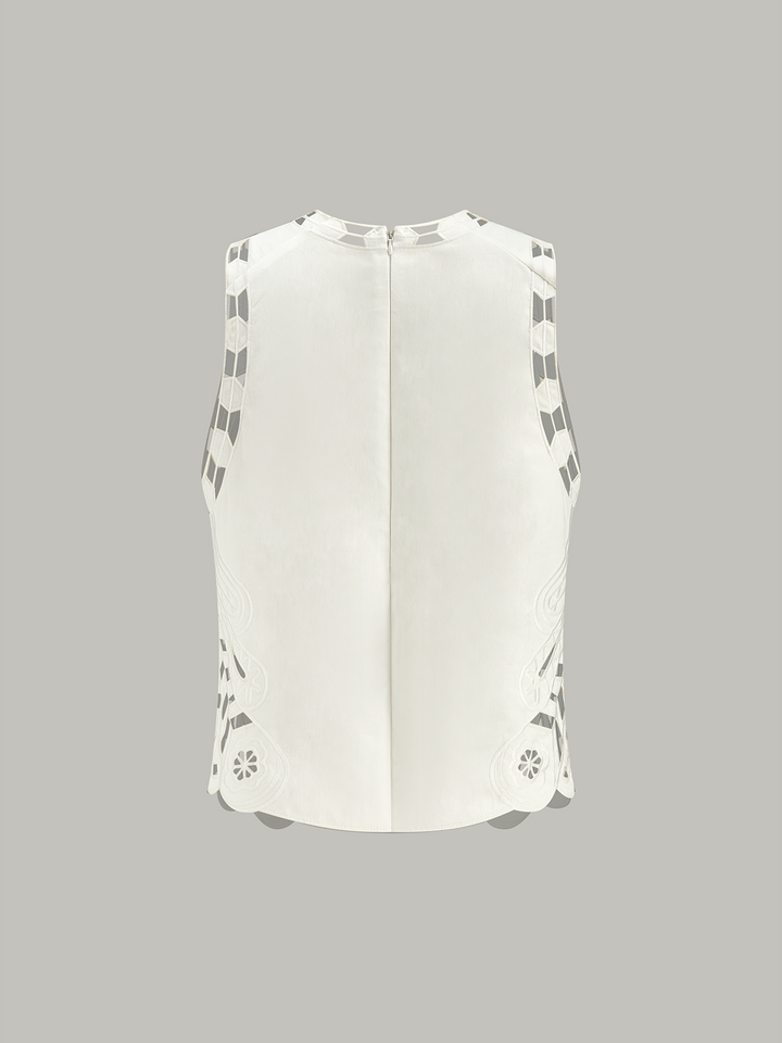 Embroidery Cut-Out Semi-Sheer Top