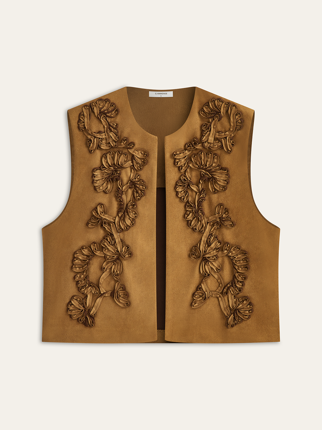 Floral Applique Suede Vest