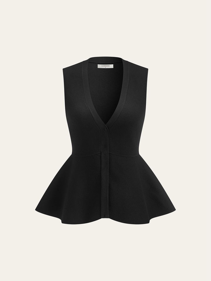 Knitted Peplum Vest Cardigan
