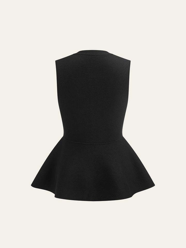 Knitted Peplum Vest Cardigan