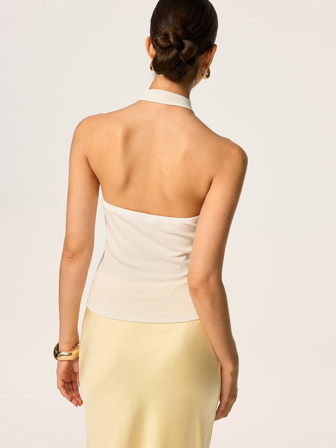 Halter-Neck Top with Draped Front