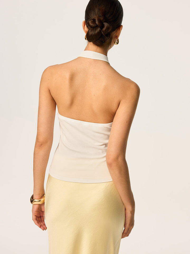 Halter-Neck Top with Draped Front