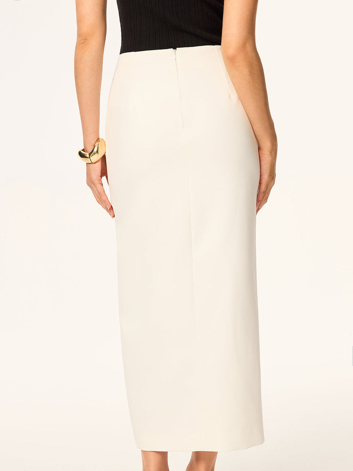 Metal Detail Slit Midi Skirt