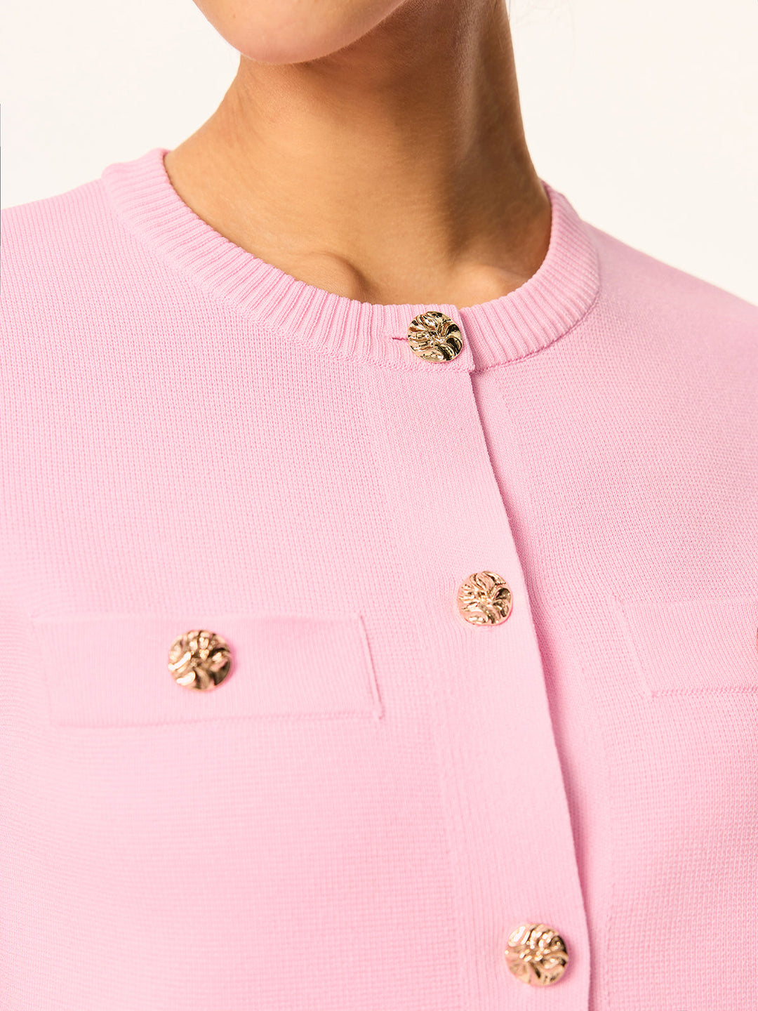 Knit Short-Sleeve Cardigan and Skirt Set