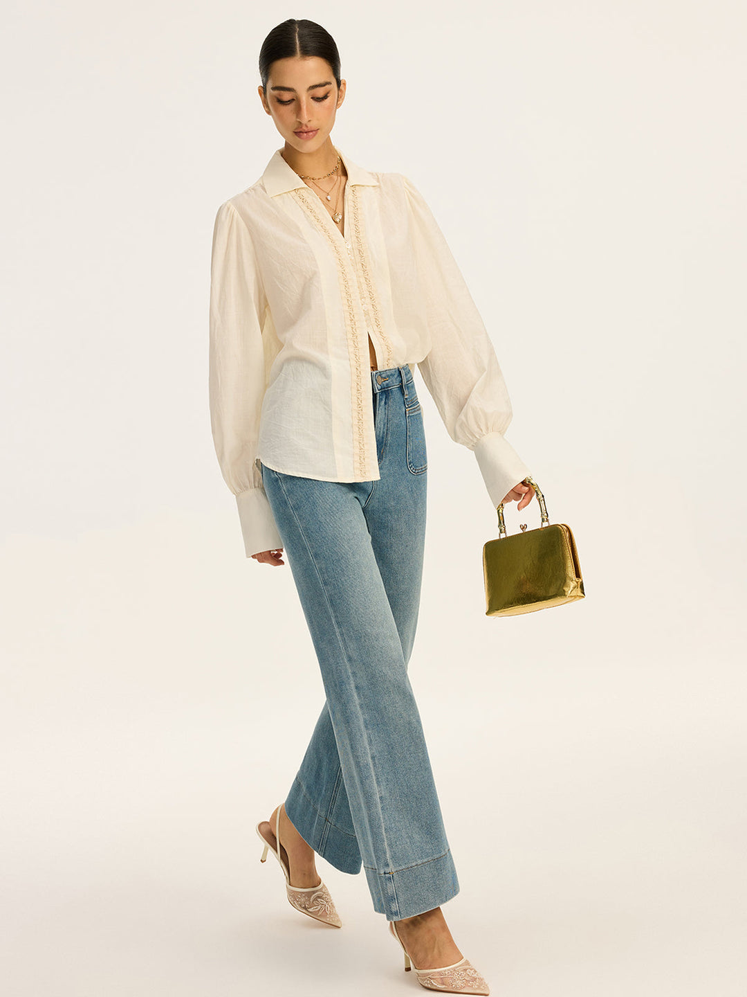 Lace-Trimmed Cotton Shirt