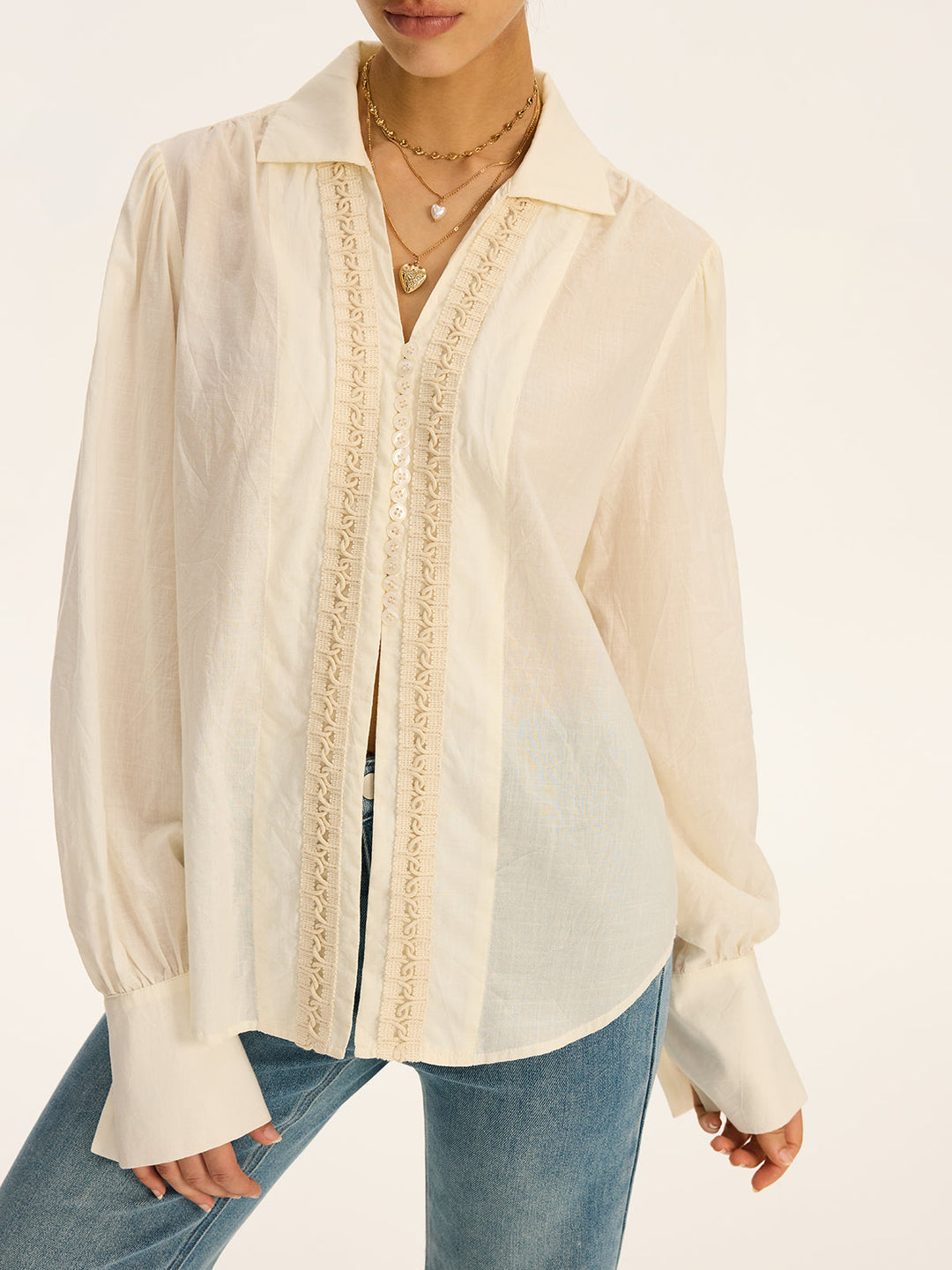 Lace-Trimmed Cotton Shirt